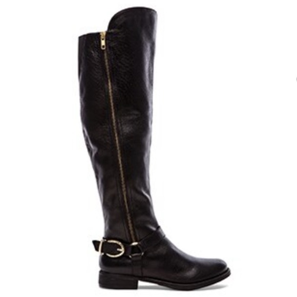 Steve Madden Shoes - Steve Madden Skippur Black Leather Riding Over The Knee Boots Size 9M